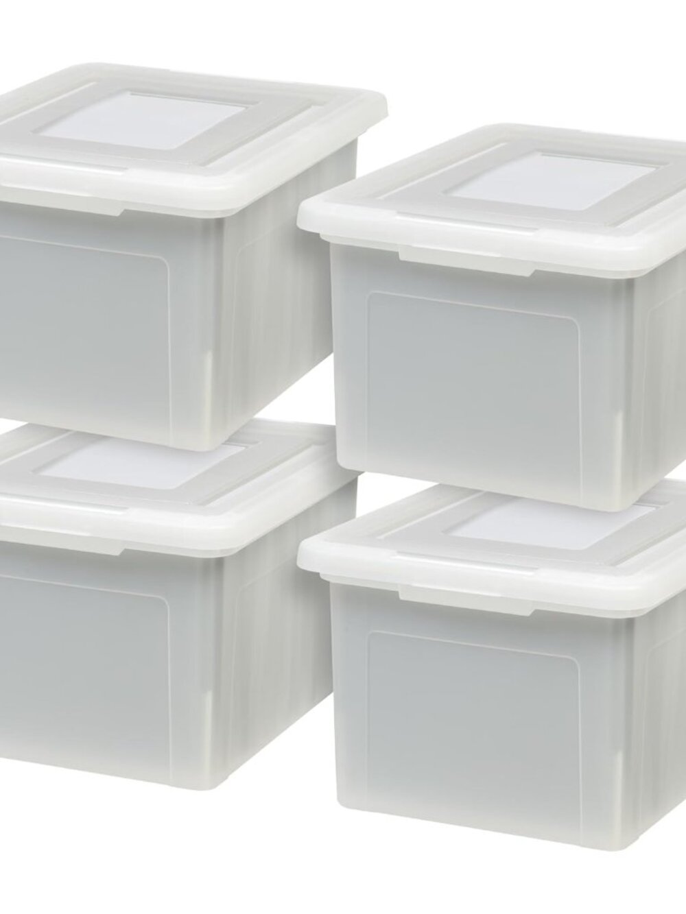 4-Pack 35 Qt. Letter File Box with Lid, Pearl